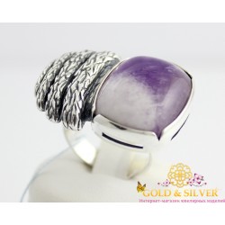 Серебряное женское кольцо Статус аметист шеврон 1377амш
